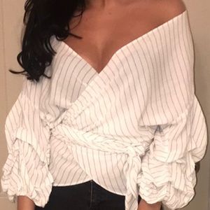 White striped blouse wrap